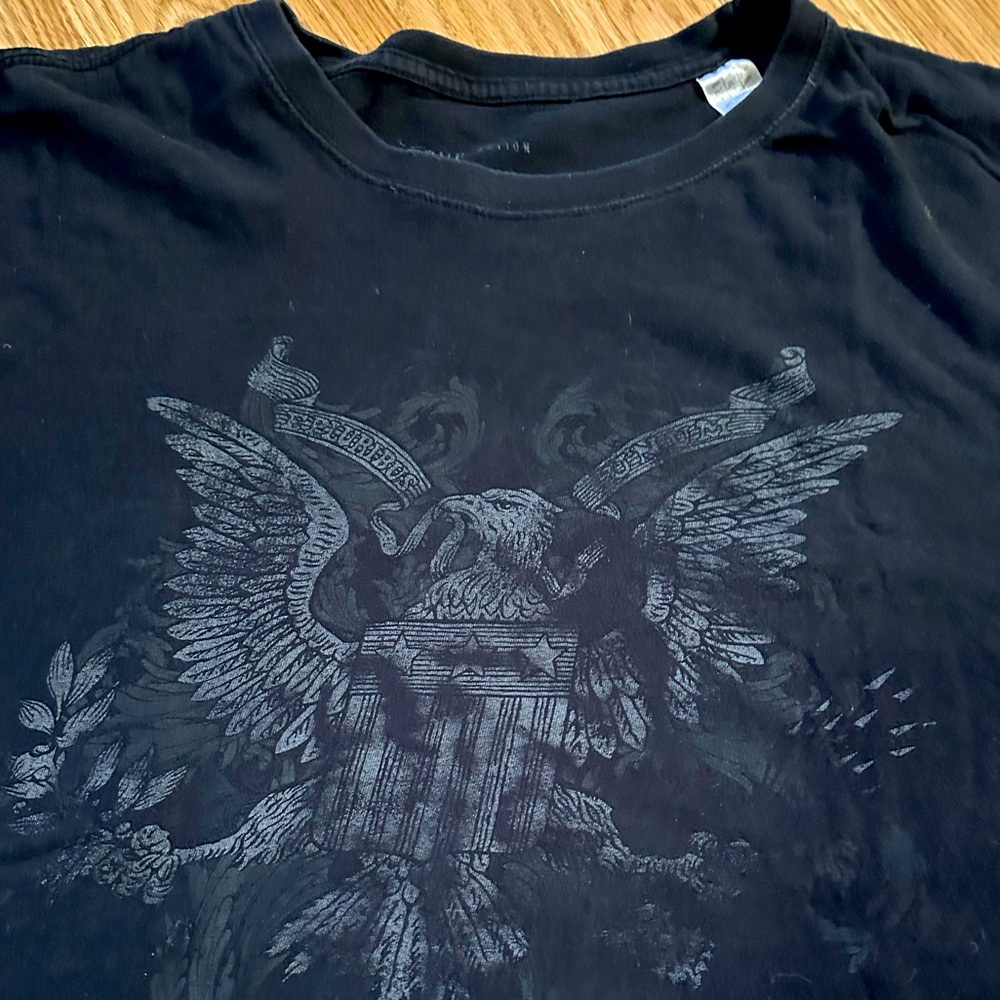 True Nation Black Tee w/ “American Eagle E Pluribus Unum” Logo - Size 2XLT - B&T